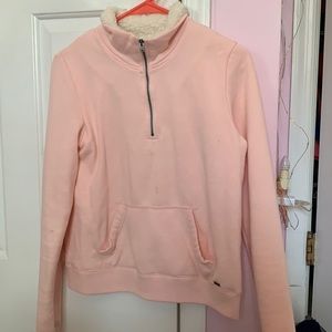 pink fuzzy sweater